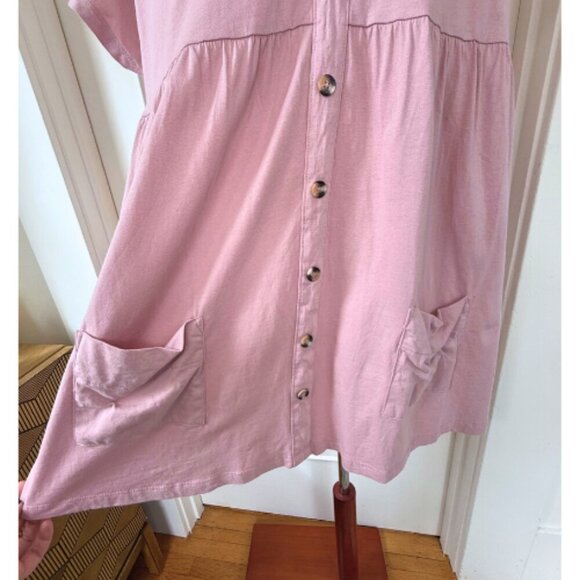 ASOS Pink Button Through Mini Smock Dress with Pockets Size 6 - Picture 4 of 12